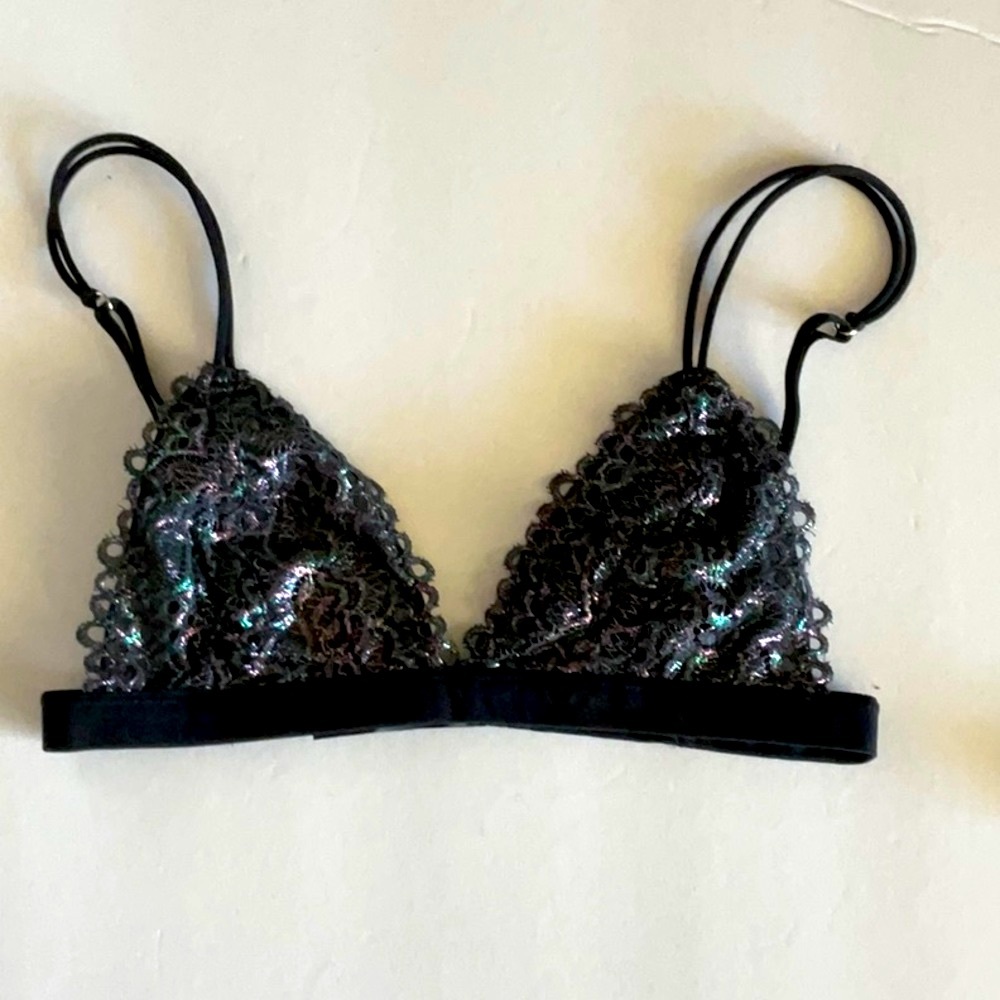 NEW UO Out From Under Iridescent Lace Triangle Bralette